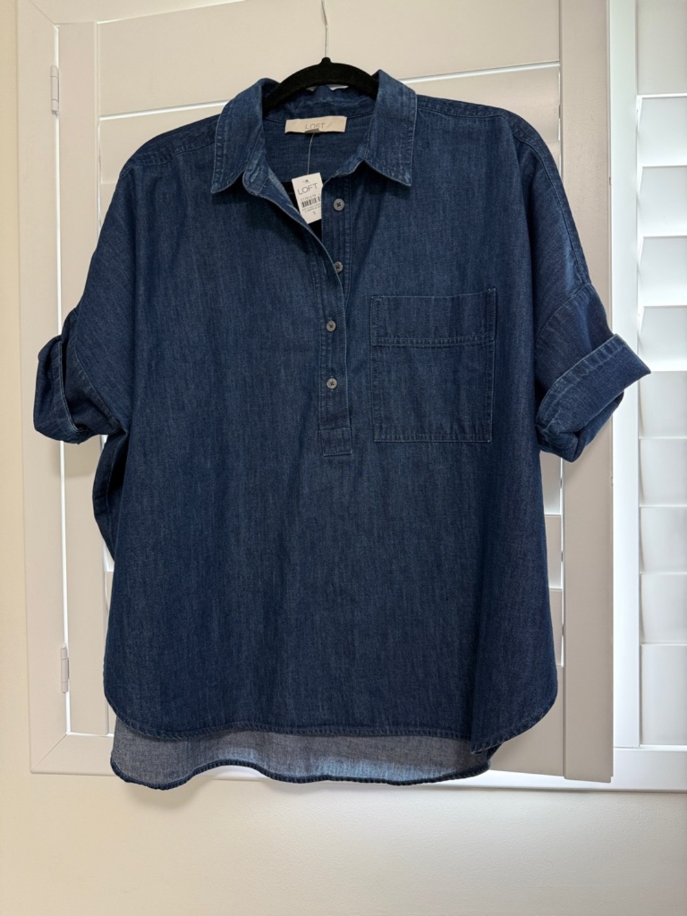 LOFT Dark Blue Soft Oversized Denim Top
